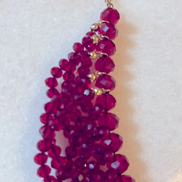 Bella Red Burgundy Beads Statement Necklace - Picture 6 of 8